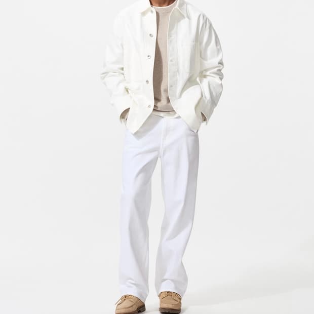 새상품)유니클로 데님자켓 트러커 화이트