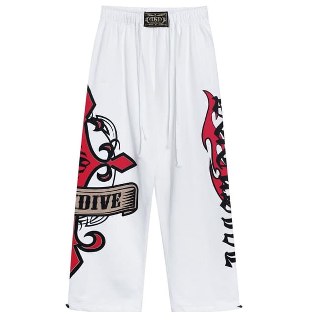 덕다이브 크로스 그래픽 복서 트레이닝 팬츠 바지 화이트