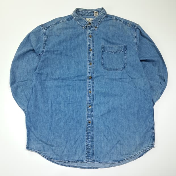 CL453 XL 엘엘빈 90s 코튼 버튼다운 인디고 데님셔츠 남방