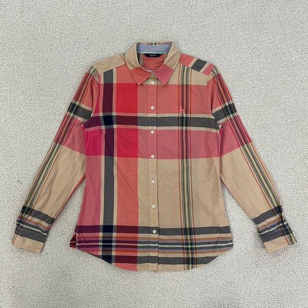 85 헤지스 여성 체크 긴팔 셔츠 남방 0123M