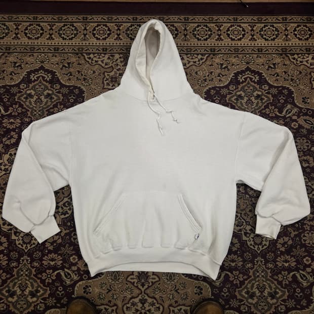 90s 빈티지 러셀 후드 화이트 XL
