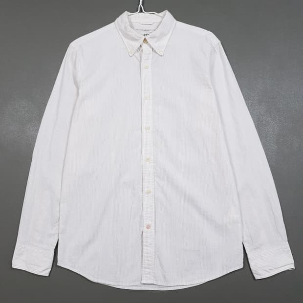 95 (M) 헨리코튼 신형 린넨 믹스 버튼다운 스트라이프 셔츠 컴포트핏