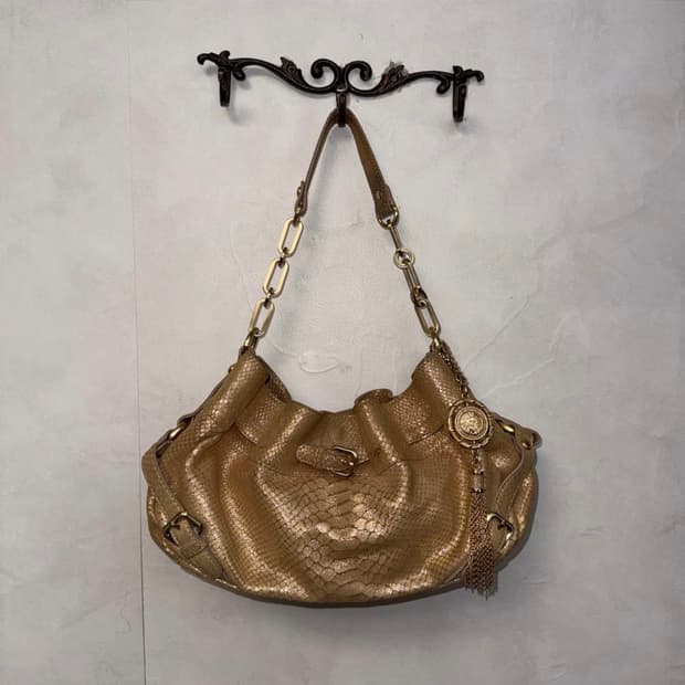 Anne Klein 앤클라인 골드 파이톤 체인 숄더백 갸루 y2k