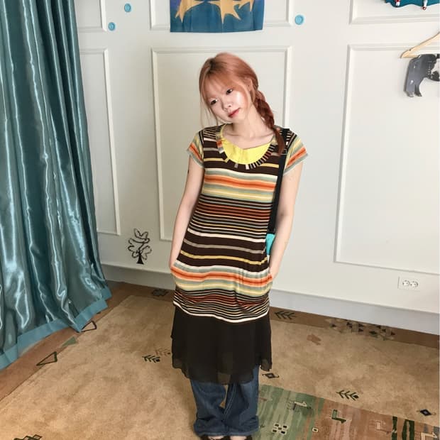 무지개떡코어~?!🌈 무지개사탕 맛 러블리 빈티지 코디셋𓂃˖₊🍬