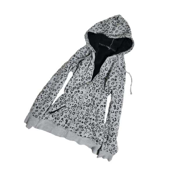 갸루 펑크 호피 기모 후드집업