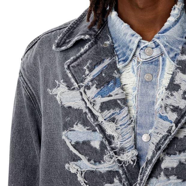 Disel Distress Effect Denim Coat