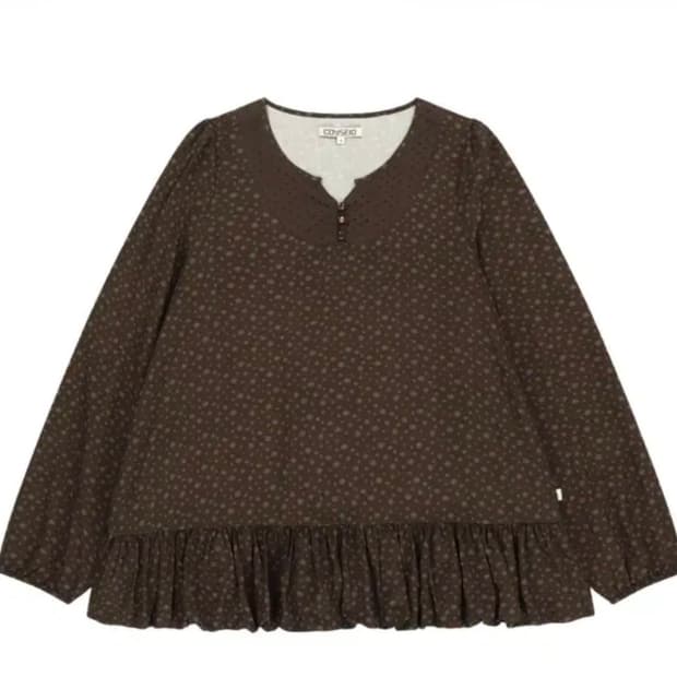 코이세이오 두두 퍼프 블라우스 브라운