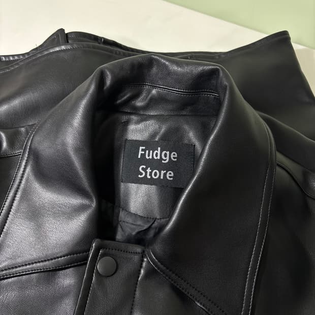 L 라퍼지스토어 블랙 투웨이 카라넥 가죽자켓