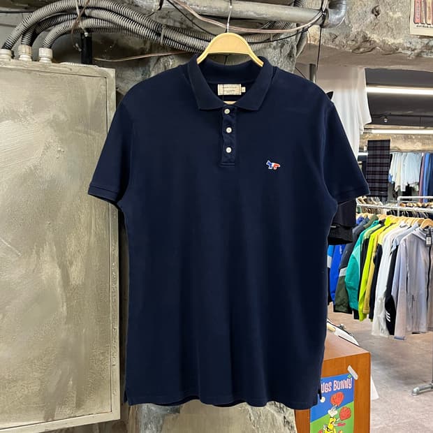 메종키츠네 반팔 카라티 네이비 L #csz2744