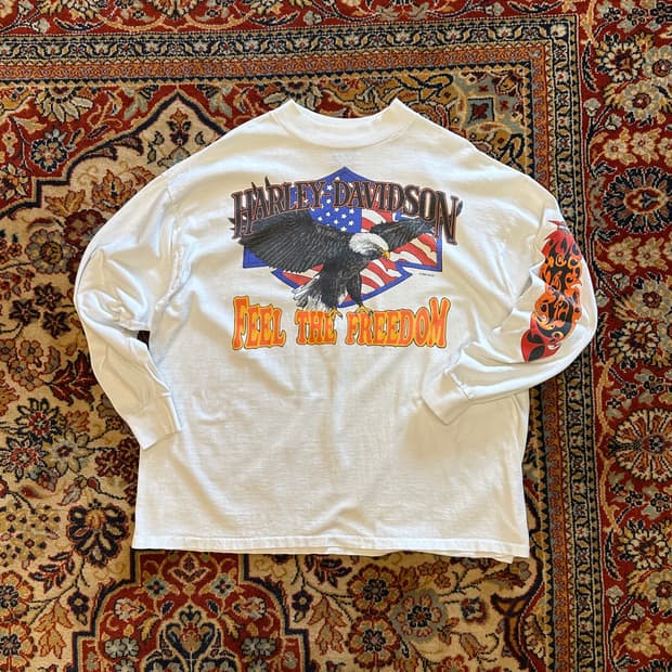 80s 할리데이비슨 "Fire Sleeve" Mock Neck - XL