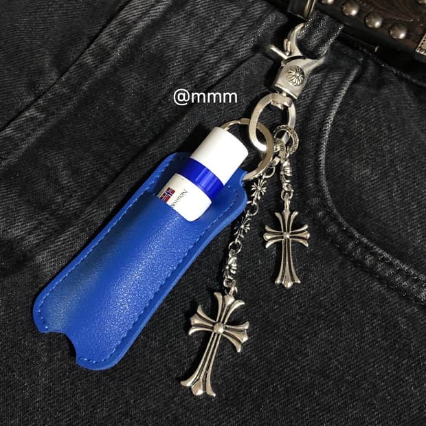 [Unisex💙] 립밤 가죽 케이스 키링 열쇠고리