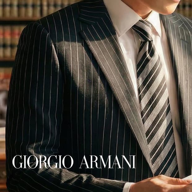 조르지오 아르마니 스트라이프 넥타이 9.5cm A+~A등급 K2348