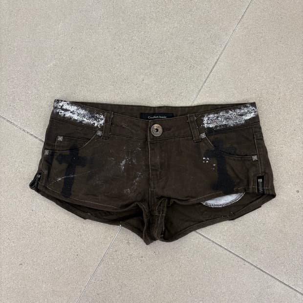 펑크 브라운 글리터 숏츠