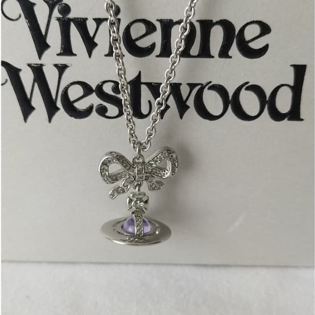 비비안웨스트우드 아카이브 리본 옥타비에 퍼플 크리스탈 3d orb 목걸이