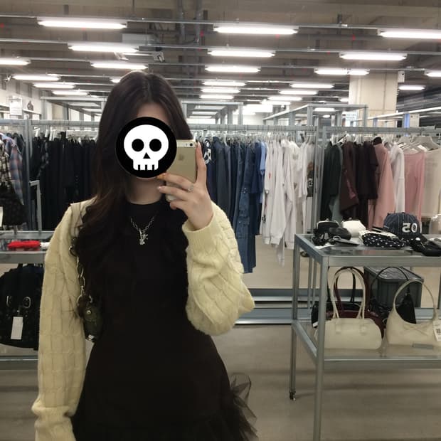 갈색 미니 프릴 원피스