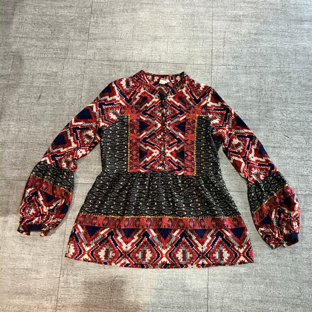 일본빈티지 Kamnal 오리엔탈펑크 보헤미안 블라우스