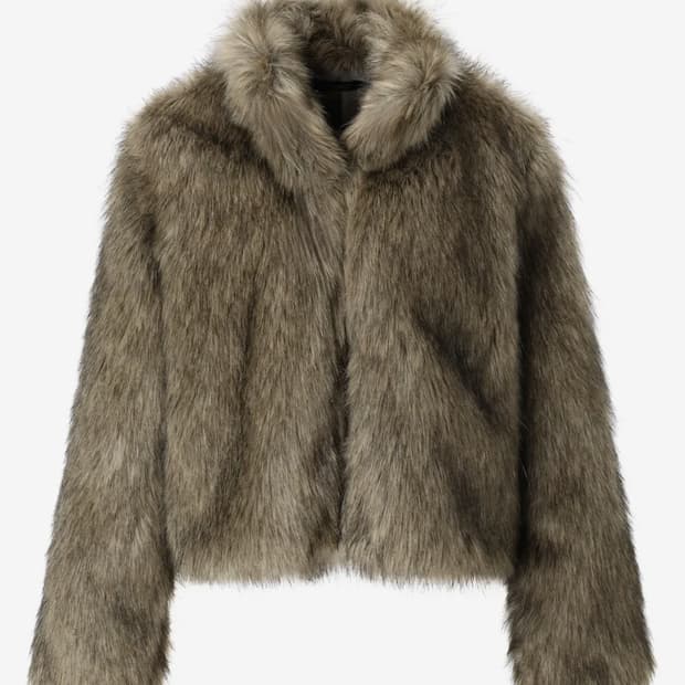 이네기 퍼자켓 베이지 Inegi high neck fur jacket