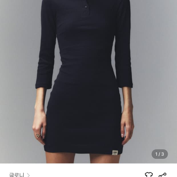GLOWNY 3/4 BUTTON FLY MINI DRESS (NAVY)