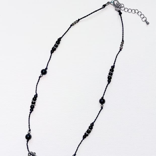 Onix black beads necklace 오닉스 블랙 비즈 목걸이