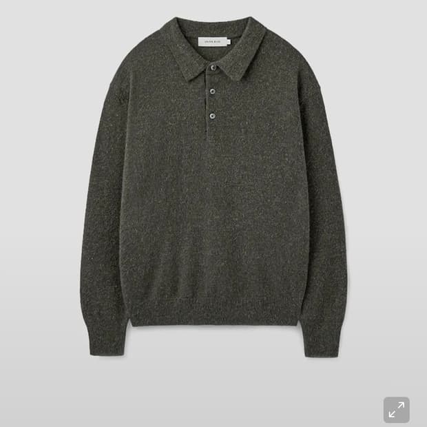 유니온블루 오로라 알파카 폴로니트 다크 올리브L