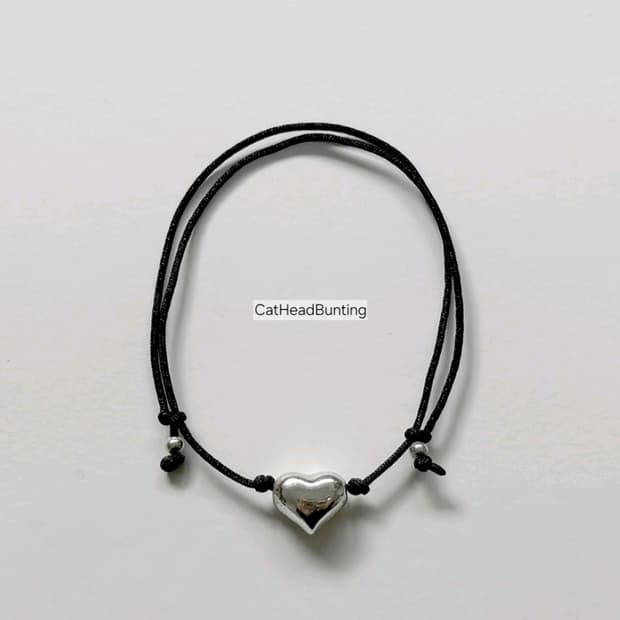 실버925 하트볼 실크 팔찌