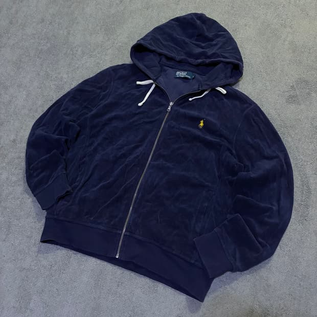 폴로 랄프로렌 네이비 벨벳 후드집업 L