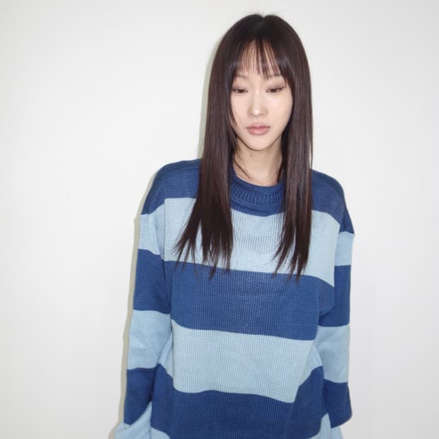 블루 스트라이프 니트