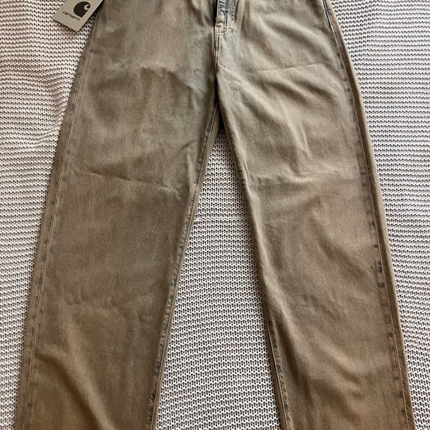 칼하트 WIP 랜든 팬츠 블루 레더 가먼트 다이드