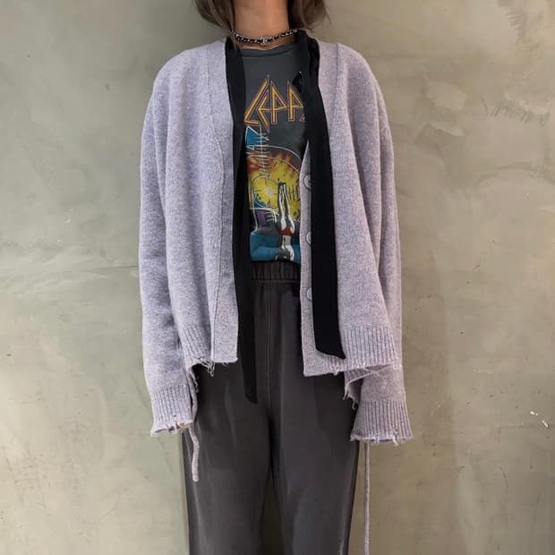 에크루 스탠드얼론 울 가디건 라벤더