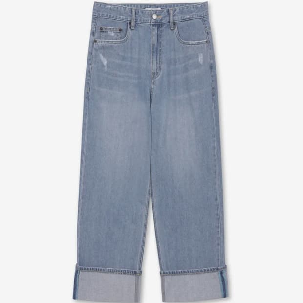 아모프레 크롭 턴업 와이드 데님 30C