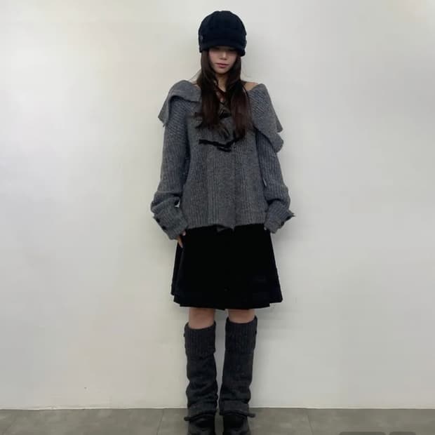 미세키서울 Toggle 니트가디건 차콜 