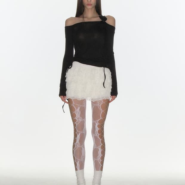 크랭크 캉캉 프릴 미니스커트 아이보리