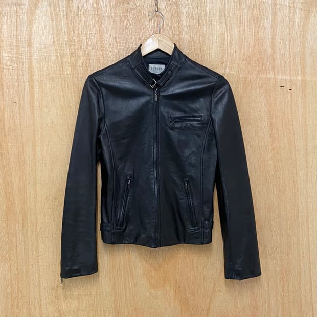 CERRUTI leather single rider jacket