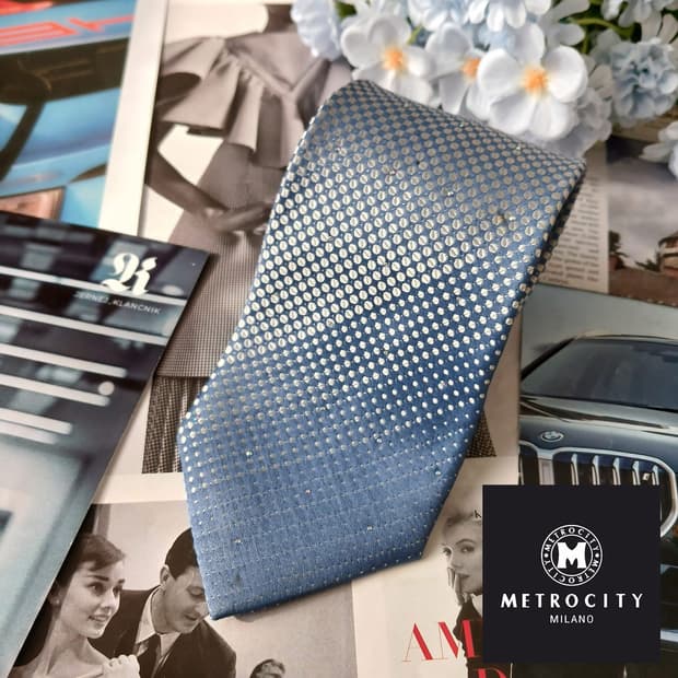 메트로시티 실크 블루 패턴 넥타이 8.5cm A등급 A19639