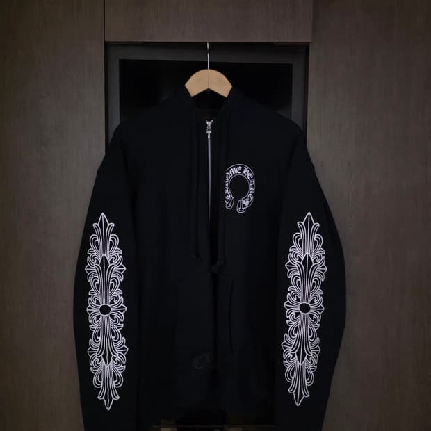 [L] 크롬하츠 홀스슈 플로랄 헤비웨이트 후드집업 블랙