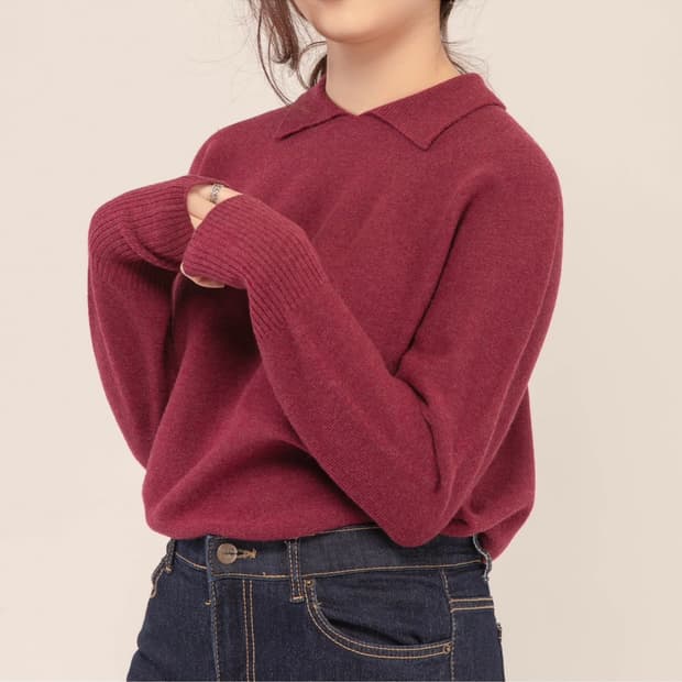 프리미엄 메리노울 100 홀가먼트 카라니트 멜란지와인 (S)새상품 입니다