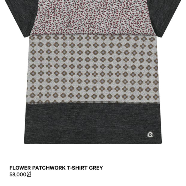 코이세이오 FLOWER PATCHWORK T-SHIRT GREY 2사이즈