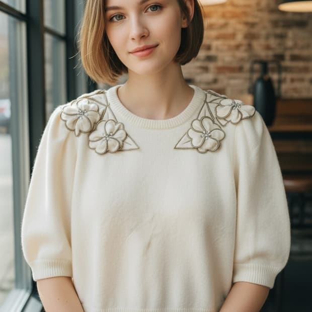 Yves Saint Laurent 빈티지 플라워 니트