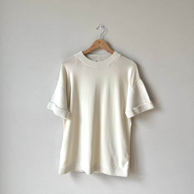 COS 코스 크림화이트 코튼 반팔 니트 EUR S size 55-66