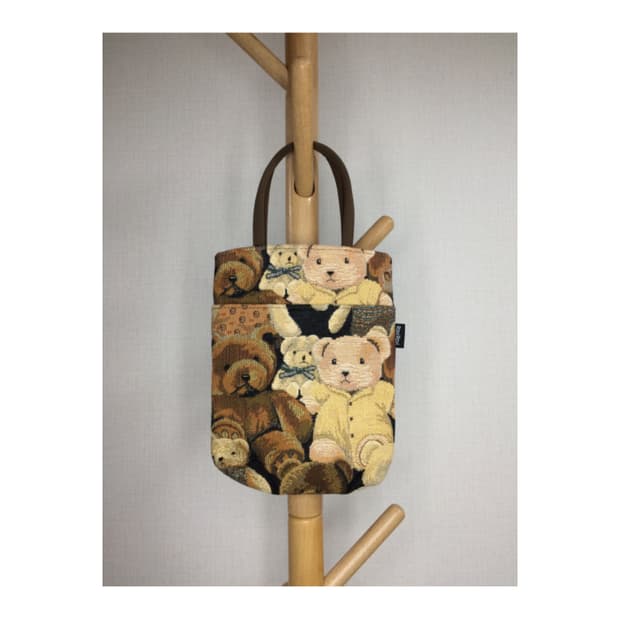 빈티지 곰돌이 자수 미니 토트백