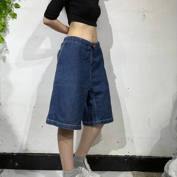 일본 빈티지 중청 데님 하프 버뮤다 팬츠 청바지