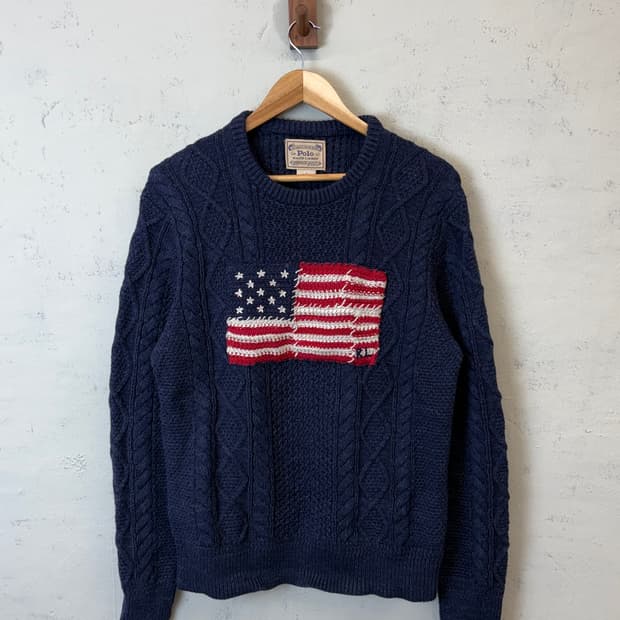 폴로랄프로렌 빈티지 아란 성조기 플래그 니트