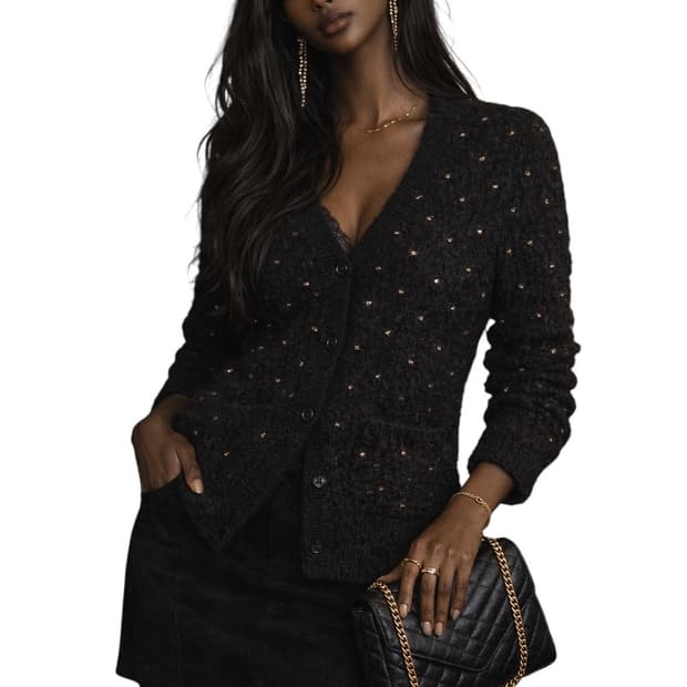 입생로랑 블랙 모헤어 가디건