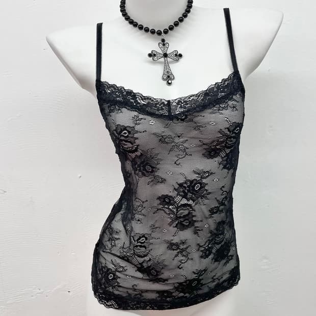 에블린 블랙 레이스 슬립