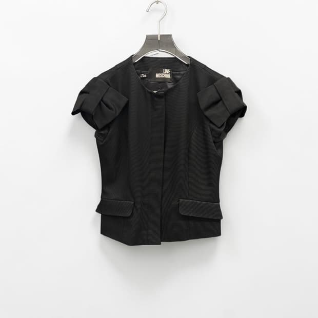MOSCHINO ribbon sleeve cropped jacket