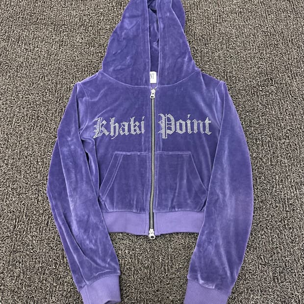 카키포인트 벨벳 큐빅 후드집업 퍼플