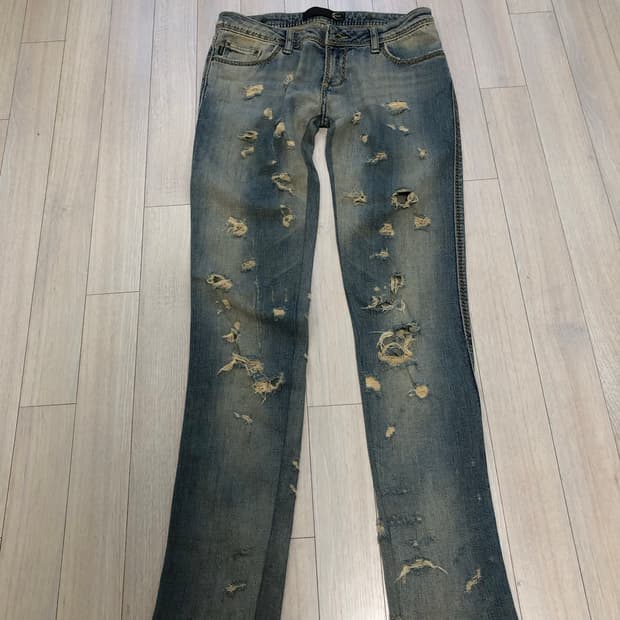 저스트카발리 불렛홀 오일워싱 데님