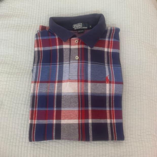 폴로 랄프로렌 90‘s 체크 반팔카라티 105 사이즈