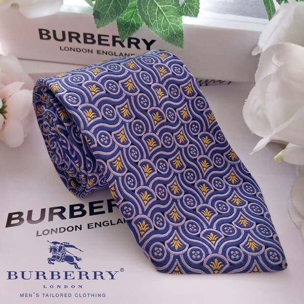 버버리 실크 퍼플 자카드 넥타이 9.5cm A+등급 K1310
