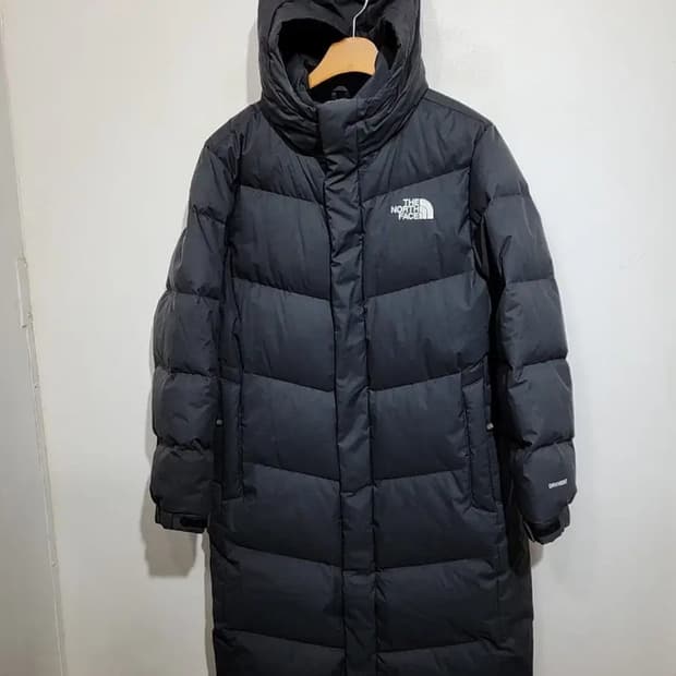(L) 노스페이스 거위털 롱패딩 점퍼 진회색 구스다운 패딩코트 